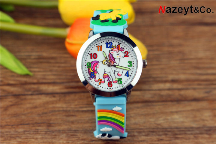 2021kids-cartoon-quartz-watch-kids-cute-animal-unicorn-3d-silica-gel-luminous-pointer-wrist-watch