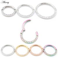 Alisouy 1pc Crystal Zircon Cartilage Earring 316L Surgical Stainless Steel Septum Clicker Nose Rings Hoop Segment Rings Piercing Body jewellery