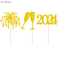 ET CITYS ที่ตกแต่งหน้าเค้ก2024ไม้จิ้มฟัน2024ปีใหม่อุปกรณ์ตกแต่งงานปาร์ตี้2024ของตกแต่งเค้กคริสต์มาส