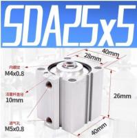 VINCE-Sda Type Bore 25mm Stroke 5/10/20/25/30/40/50mm Double Acting Sda25 Compact Air Pneumatic Piston Cylinder Female