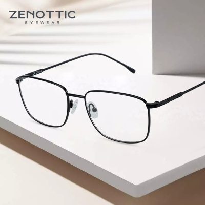 ZENOTTIC ไทเทเนียมบริสุทธิ์เบาแว่นตาผู้ชายสแควร์แว่นตาใหม่ชายคลาสสิกเต็ม O Ptical กําหนดกรอบแว่นตา