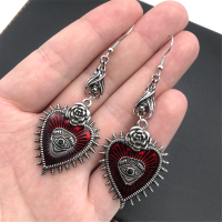 Vintage Dark Goth Drop ต่างหูเครื่องประดับ Blood Rose Heart Oil Bat Gothic ต่างหูสำหรับสตรี R แขวนต่างหูยาว Aesthetic