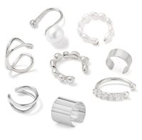 [COD] European and trendy earrings C-shaped double-circle ear clip nose ring false 8 1 combination set manufacturers supply