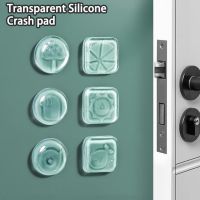 【LZ】 2Pcs Silicone Door Stoppers Transparent Punch-free Non-slip Round/Square Cartoon Doorknob Bumpers Furniture Protective Plugs