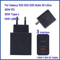 สำหรับ S22อัลตร้า5G ชาร์จเร็ว65W Type C 25W Usb C 15W EU US อะแดปเตอร์สำหรับ Galaxy S21 S20 Note20 S10เฉียบ S9พลัส J15