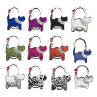 ☊ Unisex Table Cat Foldable Purse Bag Rhinestone Hanger Hangbag Hook Holder Safer Gift Home Accessories