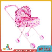 Pelaso Mini Plastic Baby Push Cart Pushchair Dolls Accs Kids Pretend Play Toy Heart