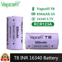 (มีในสต็อก) เดิม vapcell T8 INR 16340แบตเตอรี่850มิลลิแอมป์ชั่วโมงความจุ3A 3.7โวลต์ขนาดเล็กแบตเตอรี่ปุ่มด้านบน Li กล้อง UAV ดีวีดี **