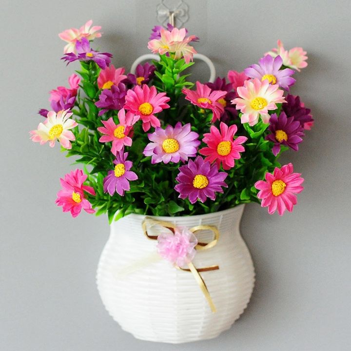 ayiq-flower-shop-แจกันพลาสติกพร้อมตะกร้าดอกไม้ผ้าไหมภาชนะสำหรับดอกไม้และพืชครอบครัวสวนตกแต่งผนังชุดดอกไม้-diy