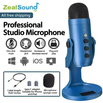 Zealsound Professional USB Condenser Microphone Studio Recording Mic for PC  Comp