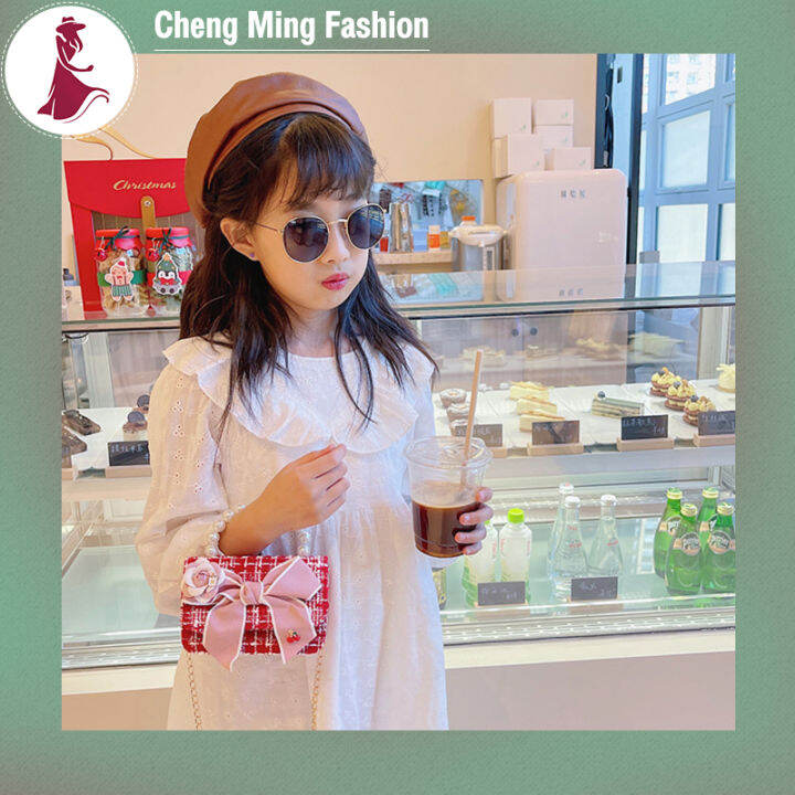 cheng-ming-กระเป๋าสะพายข้างอวยพรปีใหม่สำหรับมือจับสาวมุก-dompet-koin-โซ่โบว์ตกแต่ง