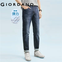 GIORDANO Men Denim Jeans Moustache Effect Mid Rise Tapered Denim Pants Classic Five-Pocket Stretchy Comfy Casual Jeans 18112073