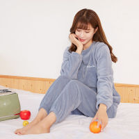 Pajamas Set Homewear Women Pyjama Plus Size Sexy Warm Flannel Pants Winter Sleepwear Femme Plush Clothes