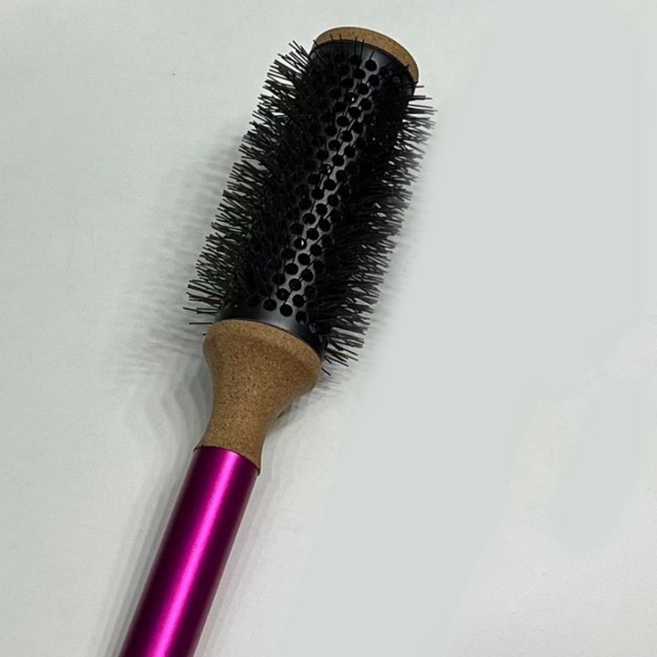 11piece-for-dyson-round-comb-hair-styling-hair-brush-comb-curly-hair-round-barrel-hair-comb-salon-styling-tool-metal-handle-rose-red-wood-metal