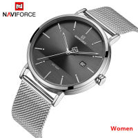 Naviforce ชายยอดนาฬิกาแบรนด์หรูคู่สแตนเลสสายนาฬิกาข้อมือสำหรับผู้หญิงโรสนาฬิกาสไตล์ควอตซ์สุภาพสตรีนาฬิกา