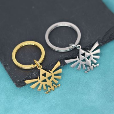 Nedar Legend Of Zelda Symbol Pendant Key Chain For Men Women Triangle Mark Logo Keychain Cosplay Jewelry Stainless Steel Keyring Key Chains
