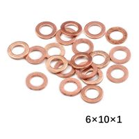 20X6x10x1Mm Tembaga Padat Mesin Cuci Datar Cincin Gasket Bah Plug Minyak Seal Fittings Mesin Cuci pengikat Aksesoris Hardware