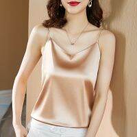 [A LIKE] SmmerSilkTop Women Satin Stresstop LooseTops สำหรับผู้หญิง