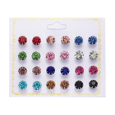 【YP】 12 Pairs Simulated Earrings Accessories Color Round Sets Piercing Stud Earring kit