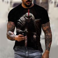 Vintage T Shirts For Men Spartan Pattern 3D Printed Short Sleeve Top Fashion Oversized T-shirt  Mens Casual Clothing Tops Tees