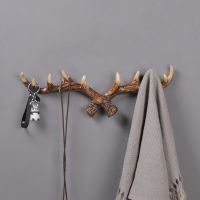 Creative Resin Deer Antler Hook Living Room Bedroom Wall Hanging Decoration Coat Rack Key Hook Clothes Hanger For Home