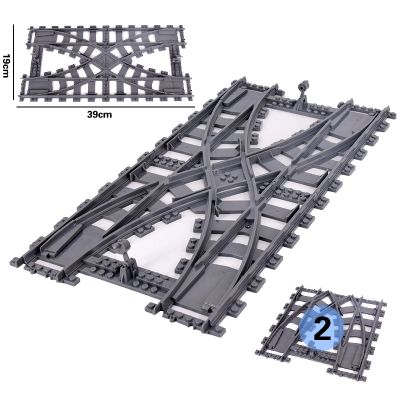 Wholesale！City Train Left Right Points Flexible Railway Crossing Tracks Rails Forked Straight Curved Building Block Brick Toys