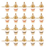 20Pcs Gold Plated RCA Terminal Jack Plug Female Socket Chassis Panel Connector for Amplifier Speaker