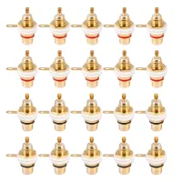 20Pcs Gold Plated RCA Terminal Jack Plug Female Socket Chassis Panel Connector for Amplifier Speaker