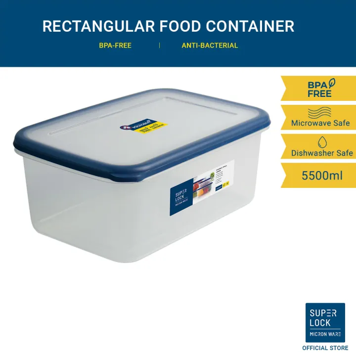 Superlock BPA Free Double Wall Rectangle Food Container 5500ml