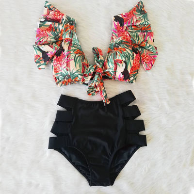 High Waist Bikini  Ruffle Swimwear Women Print Sexy Swimsuit Push Up Bikinis Plus Size Bathing Suits Floral Beach Wear