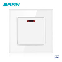 SRAN 45A สวิตช์ไฟสูงแผงกระจก86*86มม. พร้อมไฟ Led,Neutral FireWire เปิดปิดด้วยกัน,ห้องครัวเครื่องทำน้ำอุ่นเครื่องปรับอากาศ