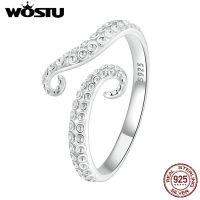 [Zhongxi ornaments ] WOSTU 100 Real 925 Sterling Silver Simple Octopus Whisker Open Ring For Women Trendy Adjustable Sea Animal Ring Fine Jewelry