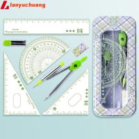 LANYUCHUANG 8Pcs/Set อุปกรณ์สำหรับคณิตศาสตร์ ชุดดินสอไม้บรรทัด เครื่องเขียนของโรงเรียน การวาดภาพ ไม้โปรแทรกเตอร์เรขาคณิต มืออาชีพอย่างมืออาชีพ ของขวัญสำหรับเด็กชายเด็กหญิง เข็มทิศสำหรับเข็มทิศ ออฟฟิศสำหรับทำงาน