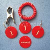 Acrylic Nomor Tag disesuaikan cakram plastik bernomor loker bagasi checkroom sauna klub kartu ID coil wrist key cincin klip
