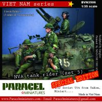 ชุดโมเดลฟิกเกอร์เรซิ่น1/35ชุดรถถัง NVA &amp; คอมเมอร์4ตัว (ไม่มีถัง) 357ไร้สี