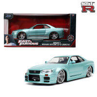 1:24 Brian 2002 Nissan Skyline GT-R R34ของเล่น JDM Street Drift Super Cars เคสโลหะ Gift