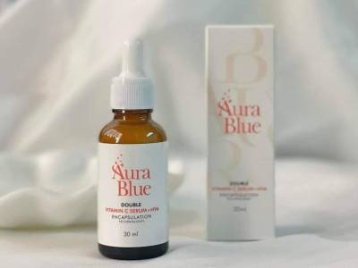 Aura Blue ออร่าบลู Double Vitamin C Serum+HYA เซรั่มดับเบิ้ลวิตามินซี+ไฮยา ช่วยลดสิว ฝ้า กระ จุดด่างดำ ขนาด30มล.