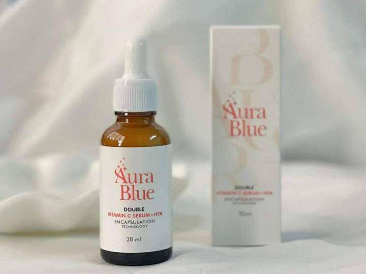 aura-blue-ออร่าบลู-double-vitamin-c-serum-hya-เซรั่มดับเบิ้ลวิตามินซี-ไฮยา-ช่วยลดสิว-ฝ้า-กระ-จุดด่างดำ-ขนาด30มล