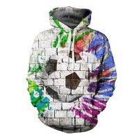 Virtual sports football 3D Hoodie men women retro flag frame colorcasual Sweatshirt winter