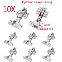 10 Pcs Hinges Stainless Steel Hydraulic Cabinet Door Hinge Damper Buffer Soft Quiet Closing for all Kitchen Cupboard Furniture