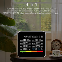 Fansline-9อิน1เครื่องวัด CO2ตัวตรวจจับคาร์บอนไดออกไซด์หน้าจอที่มีคุณภาพ CO2อากาศ,PM2.5 PM1.0ตรวจจับอุณหภูมิความชื้นพร้อมฟังก์ชั่นเตือนสำหรับรถสำนักงานบ้าน