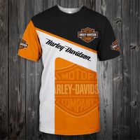 Mens Harley-Davidson 3D digital printing loose round neck short sleeve T-shirt