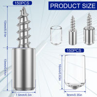 สกรูยึดตัวเอง150ชิ้นตัวยึดชั้นวางสกรูพร้อมตู้ฝาครอบกันฝุ่นลามิเนตตัวยึดตัวยึดรองรับยึดด้วยตนเองสกรูหมุดโลหะ Gufzi