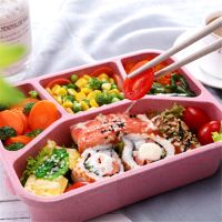 ❡✎▲ Wheat Straw Lunch Box Bento Box Japanese Style Students 4-box Containers for Food Microwave Office Workers Food Box Fruits Case