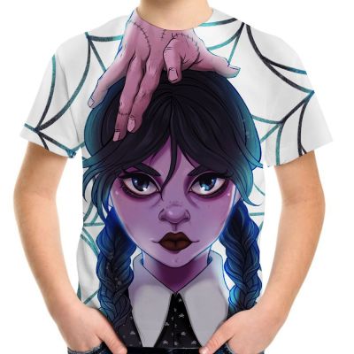 Wednesday Addams Costume 3D Printed T-Shirt Boys Girls Fashion T Shirt 4-20Y Teen Children Harajuku Tees Kids Baby Clothing Tops