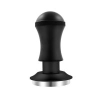 1 PCS 58Mm Espresso Tamper Premium Barista Tools Tamper with Spring Flat Bottom Black