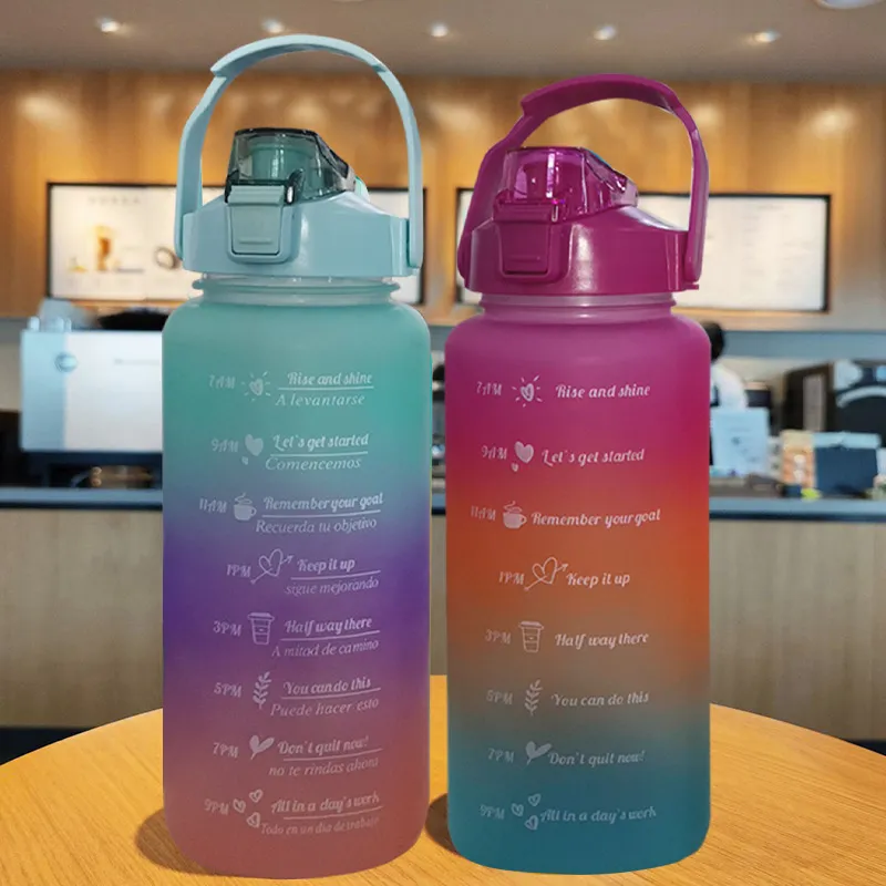 1SET/3PCS Sports Water Bottle With Straw Men Women Fitness Water Bottles  Outdoor Cold Water Bottlesc With Time Marker Drinkware