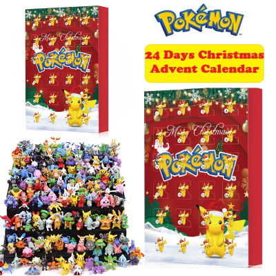 24Pcs Pokemon Christmas Advent Calendar Blind Box Random Anime Action Figure Pikachu Squirtle Charmander Eevee Kids Xmas Toys