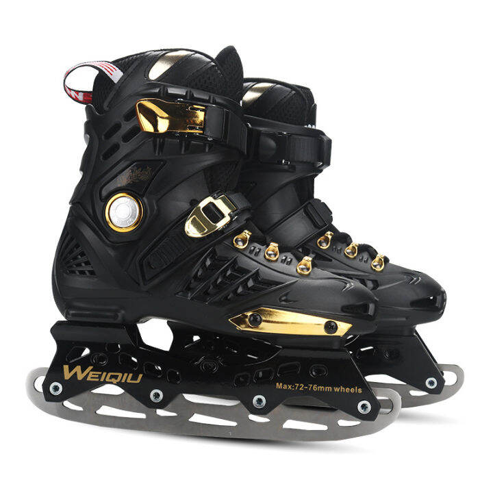 2 in 1 professional ice skating shoe figure flat rollerblades roller