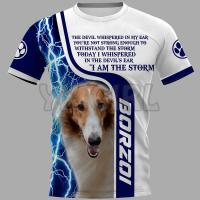 2023 new arrive- xzx180305   Lightning Borzoi  3D All Over Printed T Shirts Funny Dog Tee Tops shirts Unisex